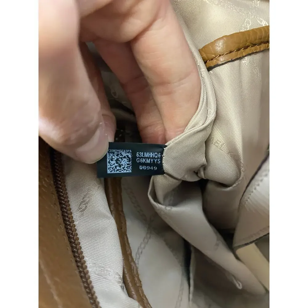 MICHAEL KORS, LARGE BROWN PEBBLED LEATHER SHOULDER BAG